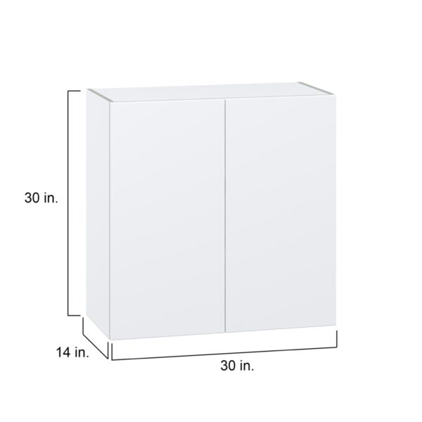 Lily Bright White  Slab Assembled Wall  Cabinet with 2 Full High Doors (30 in. W x 30 in. H x 14 in. D)