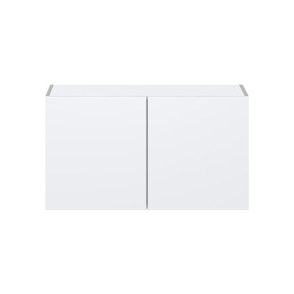 Lily Bright White  Slab Assembled  Wall Bridge  Cabinet (36 in. W X 20 in. H X 14 in. D)