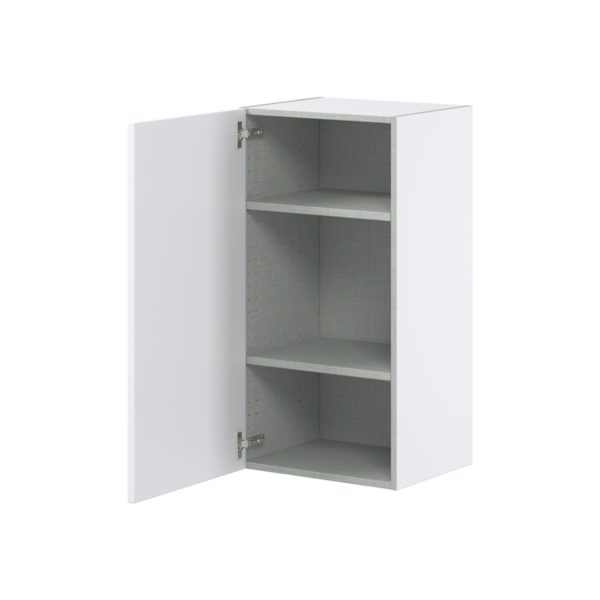 Lily Bright White  Slab Assembled Wall  Cabinet with Full High Door (18 in. W x 35 in. H x 14 in. D)