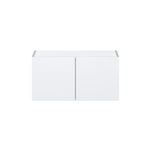 Lily Bright White  Slab Assembled Wall Bridge  Cabinet (30 in. W X 15 in. H X 14 in. D)