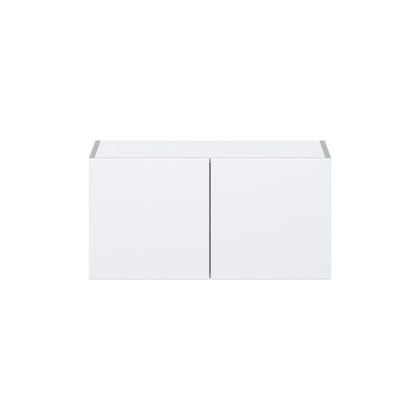 Lily Bright White  Slab Assembled Wall Bridge  Cabinet (30 in. W X 15 in. H X 14 in. D)