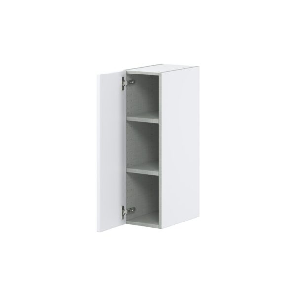 Lily Bright White  Slab Assembled Wall  Cabinet with Full High Door (9 in. W x 30 in. H x 14 in. D)