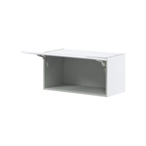 Lily Bright White  Slab Assembled Wall Bridge  Cabinet with Lift Up Door (30 in. W x 15 in. H x 14 in. D)