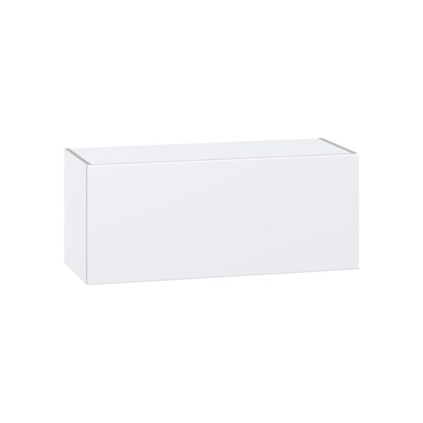 Lily Bright White  Slab Assembled Wall Bridge  Cabinet with Lift Up Door (36 in. W x 15 in. H x 14 in. D)