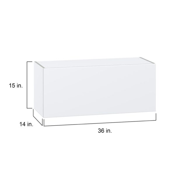 Lily Bright White  Slab Assembled Wall Bridge  Cabinet with Lift Up Door (36 in. W x 15 in. H x 14 in. D)