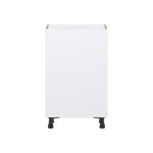 Lily Bright White  Slab Assembled Shallow Base Cabinet with a Full High Door (21 in. W x 34.5 in. H x 14 in. D)