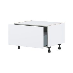 Lily Bright White  Slab Assembled Base Window Seat  Cabinet (30 in. W x 19.5 in. H x 24 in. D)