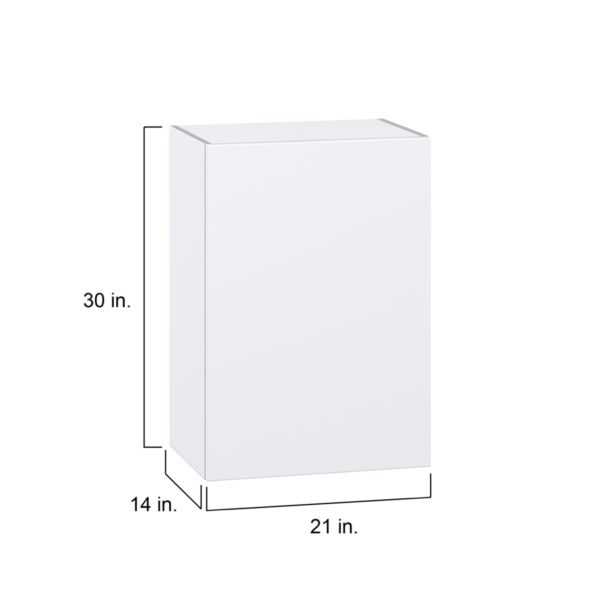 Lily Bright White  Slab Assembled Wall  Cabinet with Full High Door (21 in. W x 30 in. H x 14 in. D)