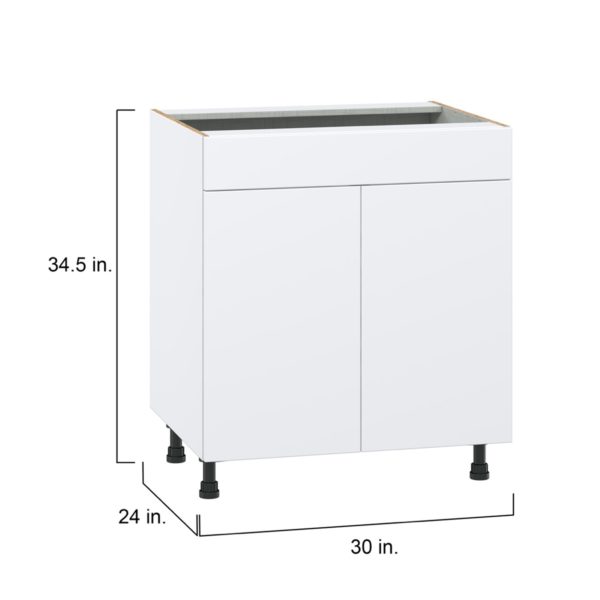 Lily Bright White  Slab Assembled Sink Base Cabinet with 2 Doors and 1 False Front (30 in. W x 34.5 in. H x 24 in. D)