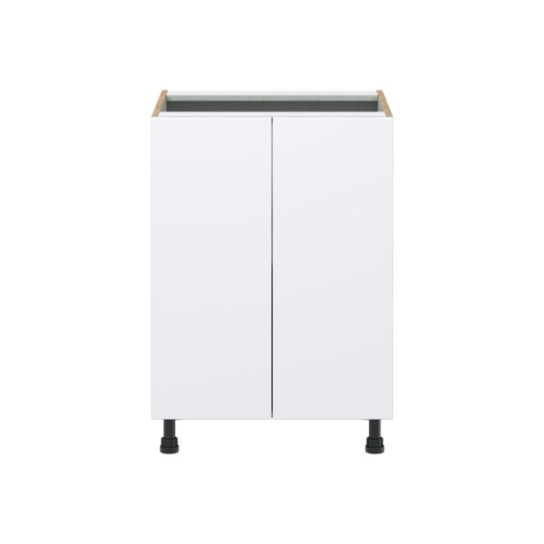 Lily Bright White  Slab Assembled Base Cabinet with 2 Full High Doors (24 in. W x 34.5 in. H x 24 in. D)