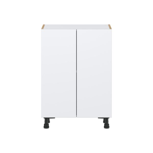 Lily Bright White  Slab Assembled Shallow Base Cabinet with 2 Full High Doors (24 in. W x 34.5 in. H x 14 in. D)