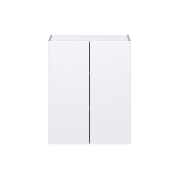 Lily Bright White  Slab Assembled Wall  Cabinet  with 2 Full high Doors (24 in. W x 30 in. H x 14 in. D)