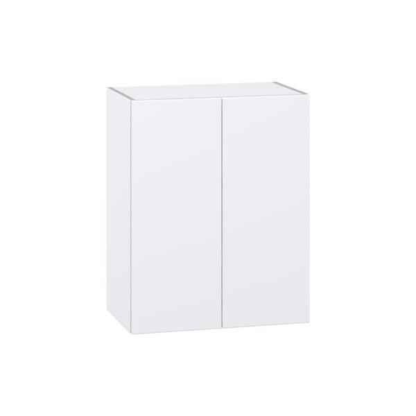 Lily Bright White  Slab Assembled Wall  Cabinet  with 2 Full high Doors (24 in. W x 30 in. H x 14 in. D)