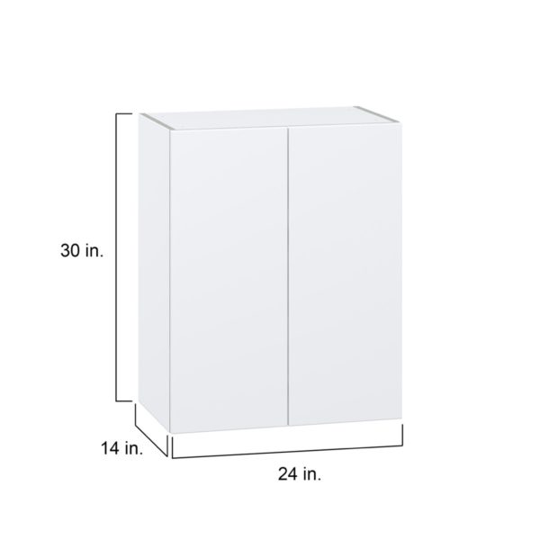 Lily Bright White  Slab Assembled Wall  Cabinet  with 2 Full high Doors (24 in. W x 30 in. H x 14 in. D)