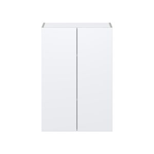 Lily Bright White  Slab Assembled Wall  Cabinet with 2 Full High Doors (24 in. W x 35 in. H x 14 in. D)