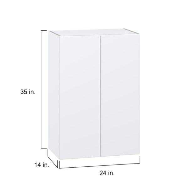 Lily Bright White  Slab Assembled Wall  Cabinet with 2 Full High Doors (24 in. W x 35 in. H x 14 in. D)