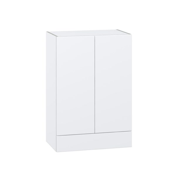 Lily Bright White  Slab Assembled Wall  Cabinet with 2 Doors and a 5 in. Drawer (24 in. W x 35 in. H x 14 in. D)