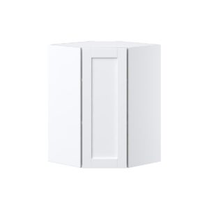 Dahlia Bright White  Shaker Assembled Wall Diagonal Corner Cabinet with a Door (24 in. W x 35 in. H x 24 in. D)