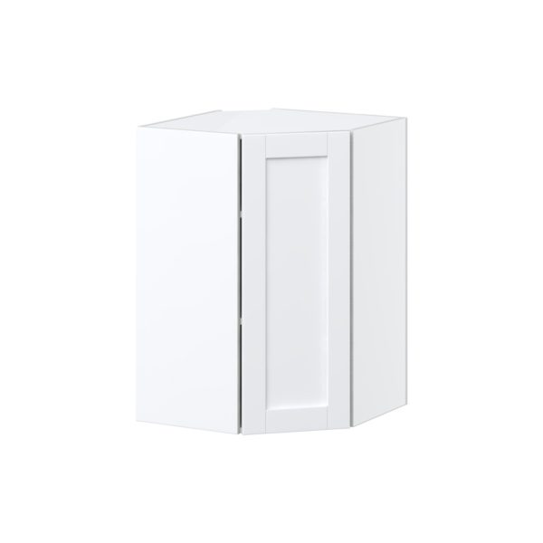 Dahlia Bright White  Shaker Assembled Wall Diagonal Corner Cabinet with a Door (24 in. W x 35 in. H x 24 in. D)