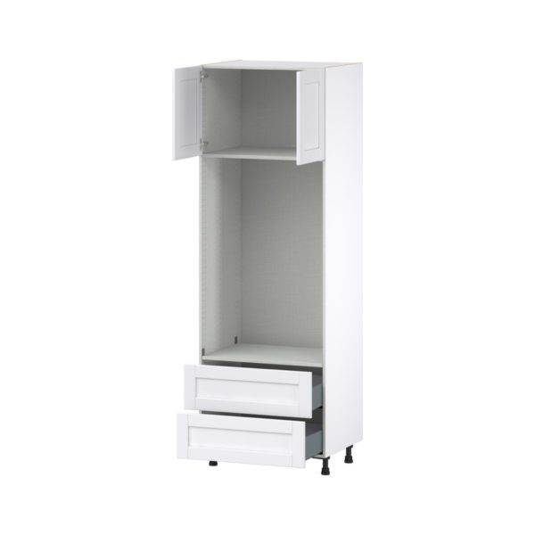 Dahlia Bright White  Shaker Assembled Pantry Micro/Oven Combo  Cabinet with 2 Drawers (30 in. W x 89.5 in. H x 24 in. D)