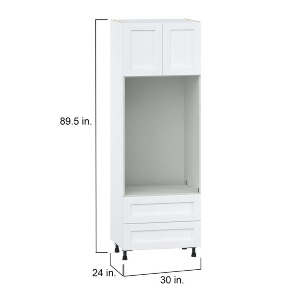 Dahlia Bright White  Shaker Assembled Pantry Micro/Oven Combo  Cabinet with 2 Drawers (30 in. W x 89.5 in. H x 24 in. D)