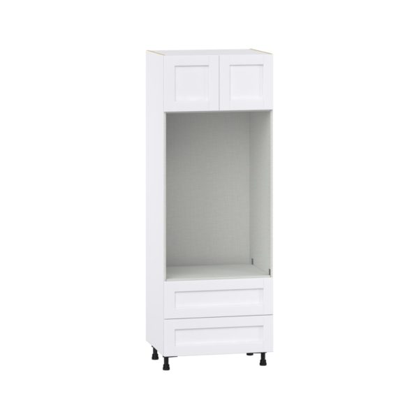 Dahlia Bright White  Shaker Assembled Pantry Micro/Oven Combo  Cabinet with 2 Drawers  (30 in. W x 84.5 in. H x 24 in. D)