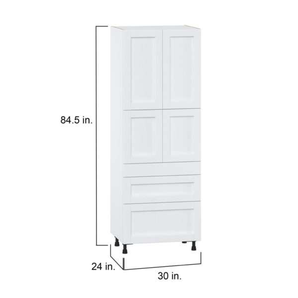 Dahlia Bright White  Shaker Assembled Pantry  Cabinet with 2 Inner Drawers (30 in. W x 84.5 in. H x 24 in. D)