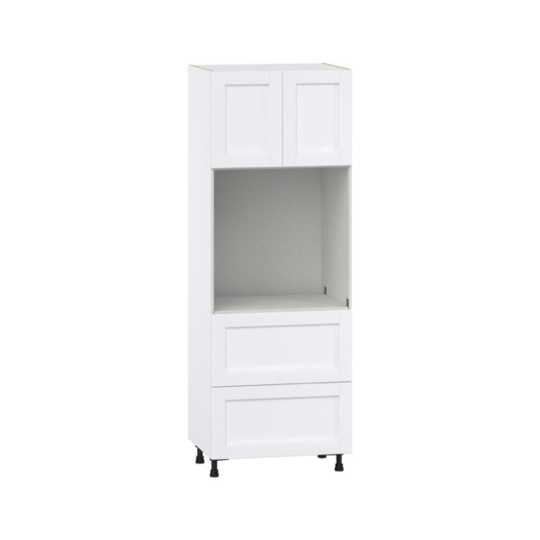 Dahlia Bright White  Shaker Assembled Single Oven  Cabinet with 2 Drawers (30 in. W x 84.5 in. H x 24 in. D)