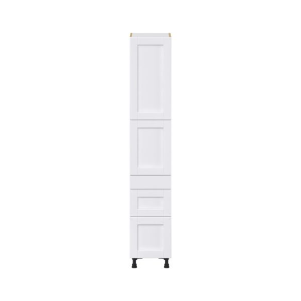 Dahlia Bright White  Shaker Assembled Pantry  Cabinet with 2 Inner Drawers (15 in. W x 84.5 in. H x 24 in. D)