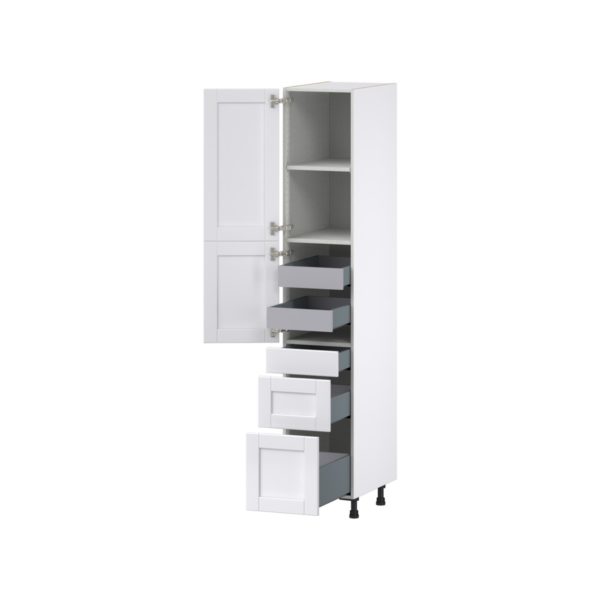 Dahlia Bright White  Shaker Assembled Pantry  Cabinet with 2 Inner Drawers (15 in. W x 84.5 in. H x 24 in. D)