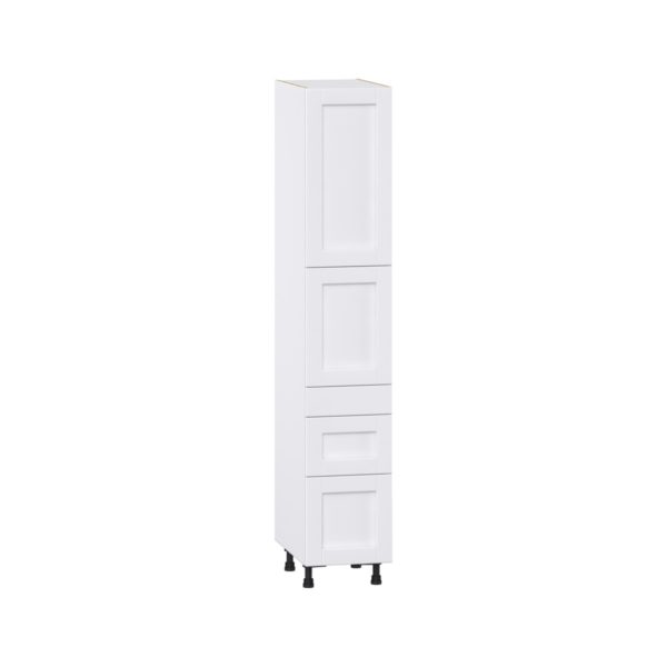 Dahlia Bright White  Shaker Assembled Pantry  Cabinet with 2 Inner Drawers (15 in. W x 84.5 in. H x 24 in. D)