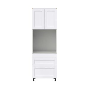 Dahlia Bright White  Shaker Assembled Single Oven  Cabinet with Drawers (30 in. W x 89.5 in. H x 24 in. D)