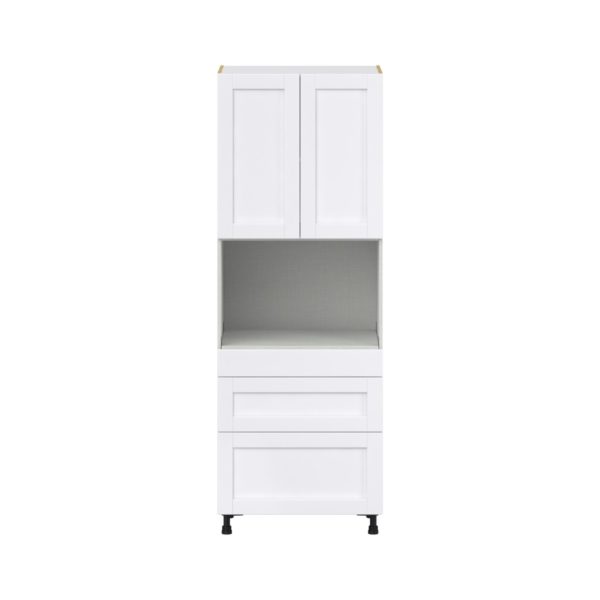 Dahlia Bright White  Shaker Assembled Pantry Micro/Oven  Cabinet with 3 Drawers (30 in. W x 84.5 in. H x 24 in. D)