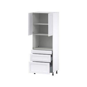 Dahlia Bright White  Shaker Assembled Pantry Micro/Oven  Cabinet with 3 Drawers (30 in. W x 84.5 in. H x 24 in. D)