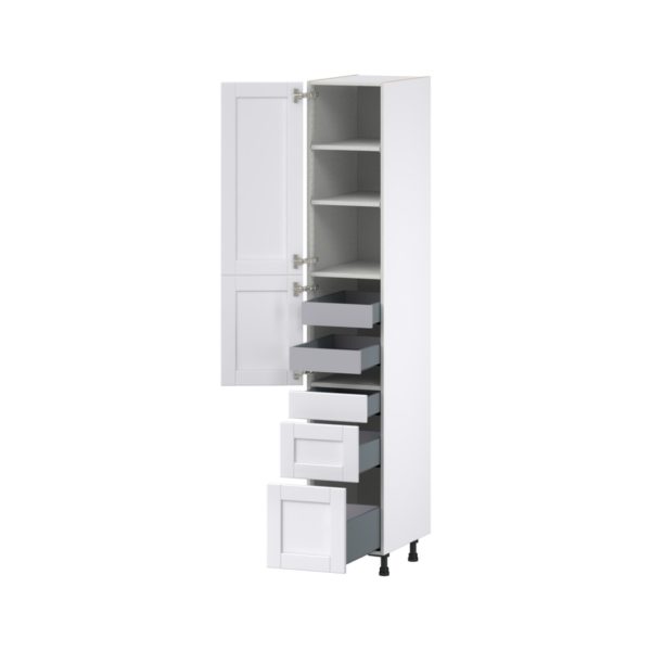 Dahlia Bright White  Shaker Assembled Pantry  Cabinet with 3 Drawers and 2 Inner Drawers (15 in. W x 89.5 in. H x 24 in. D)