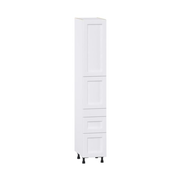 Dahlia Bright White  Shaker Assembled Pantry  Cabinet with 3 Drawers and 2 Inner Drawers (15 in. W x 89.5 in. H x 24 in. D)