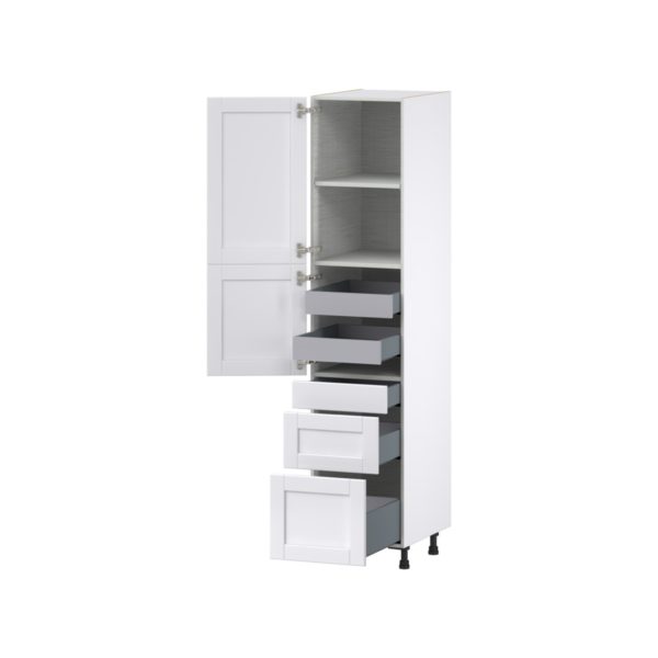 Dahlia Bright White  Shaker Assembled Pantry  Cabinet with 2 Inner Drawers (18 in. W x 84.5 in. H x 24 in. D)