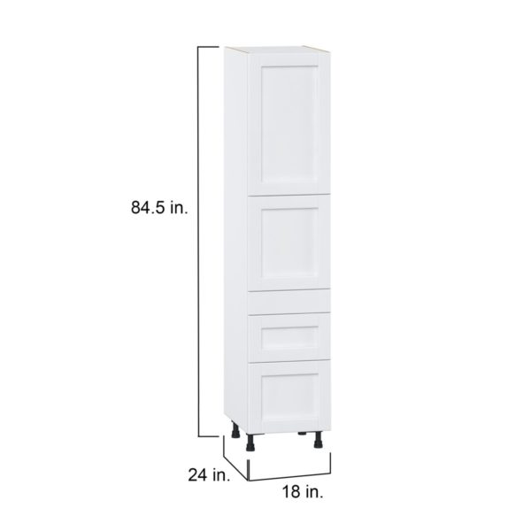 Dahlia Bright White  Shaker Assembled Pantry  Cabinet with 2 Inner Drawers (18 in. W x 84.5 in. H x 24 in. D)