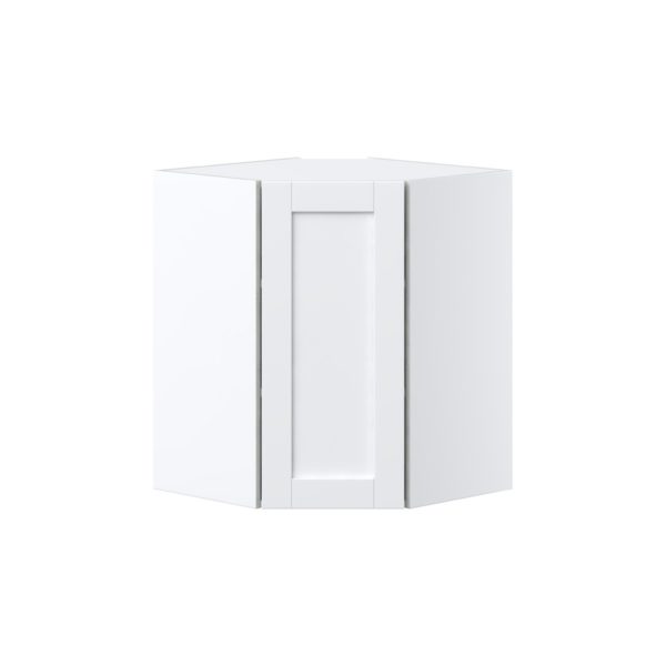 Dahlia Bright White  Shaker Assembled Wall Diagonal Corner Cabinet with a Door (24 in. W x 30 in. H x 24 in. D)