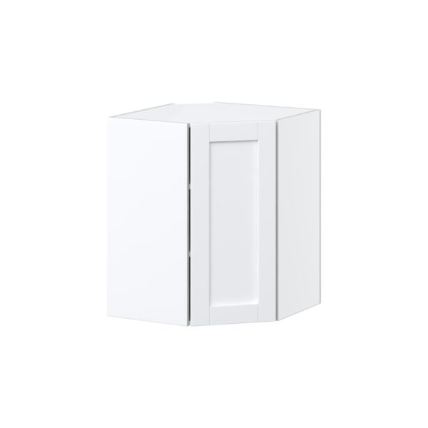 Dahlia Bright White  Shaker Assembled Wall Diagonal Corner Cabinet with a Door (24 in. W x 30 in. H x 24 in. D)