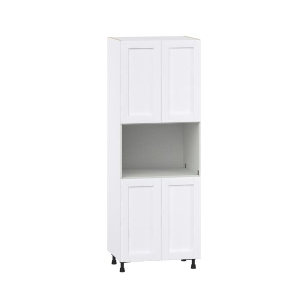 Dahlia Bright White  Shaker Assembled Pantry Micro/Oven  Cabinet (30 in. W x 84.5 in. H x 24 in. D)