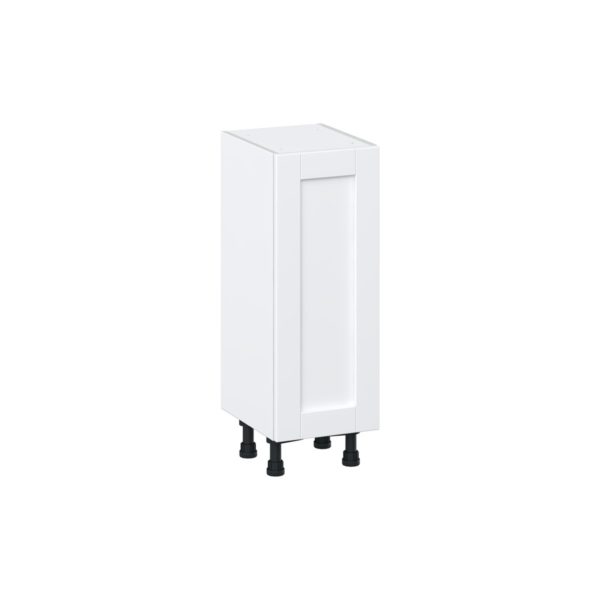 Dahlia Bright White  Shaker Assembled Shallow Base Cabinet with a Full High Door (12 in. W x 34.5 in. H x 14 in. D)