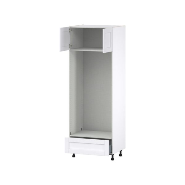 Dahlia Bright White  Shaker Assembled Pantry Double Oven  Cabinet with a Drawer (30 in. W x 84.5 in. H x 24 in. D)