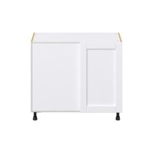 Dahlia Bright White  Shaker Assembled Blind Base Corner  Cabinet with Left Pull Out (39 in. W x 34.5 in. H x 24 in. D)