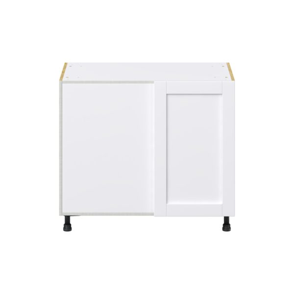 Dahlia Bright White  Shaker Assembled Blind Base Corner  Cabinet with Left Pull Out (39 in. W x 34.5 in. H x 24 in. D)