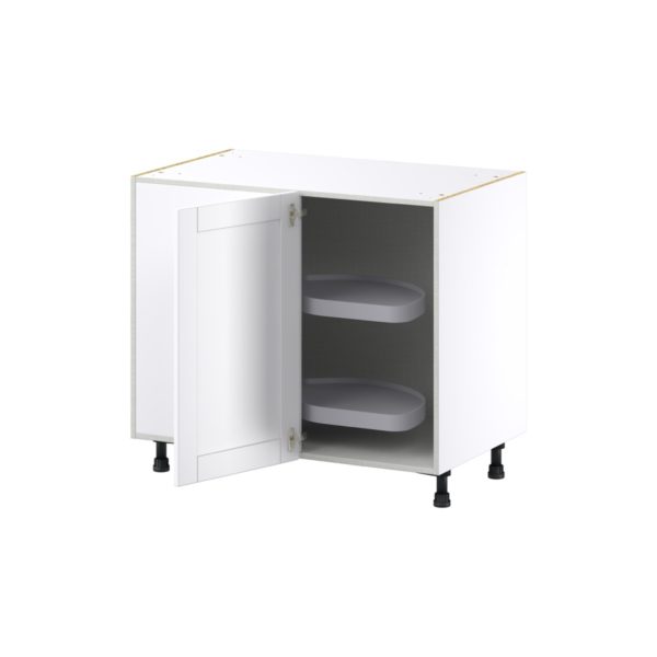 Dahlia Bright White  Shaker Assembled Blind Base Corner  Cabinet with Left Pull Out (39 in. W x 34.5 in. H x 24 in. D)