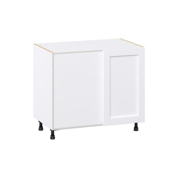 Dahlia Bright White  Shaker Assembled Blind Base Corner  Cabinet with Left Pull Out (39 in. W x 34.5 in. H x 24 in. D)