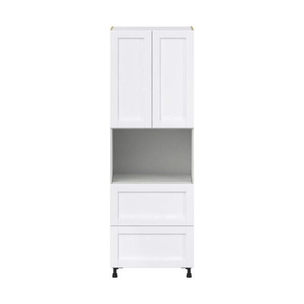 Dahlia Bright White  Shaker Assembled Pantry Microwave  Cabinet with 2 Drawers (30 in. W x 89.5 in. H x 24 in. D)