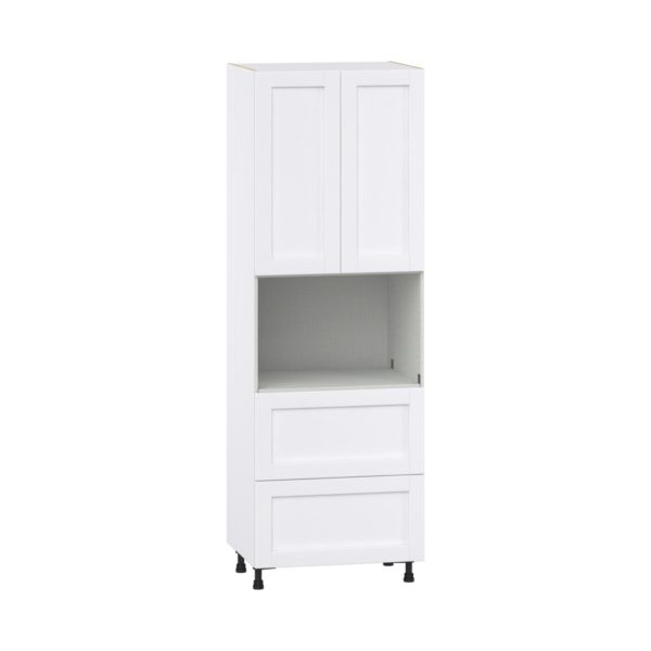 Dahlia Bright White  Shaker Assembled Pantry Microwave  Cabinet with 2 Drawers (30 in. W x 89.5 in. H x 24 in. D)