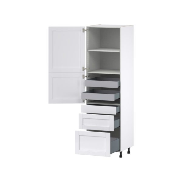 Dahlia Bright White  Shaker Assembled Pantry  Cabinet with 2 Inner Drawers (24 in. W x 84.5 in. H x 24 in. D)